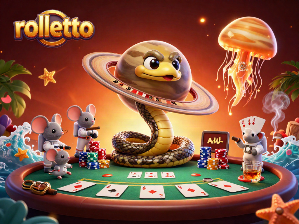 Experience rolletto in a cosmic casino with astronaut mice betting on Saturn's roulette rings