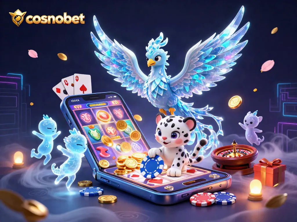 Experience exciting gameplay at cosmobet with vibrant slots, cards, and a magical ice phoenix.