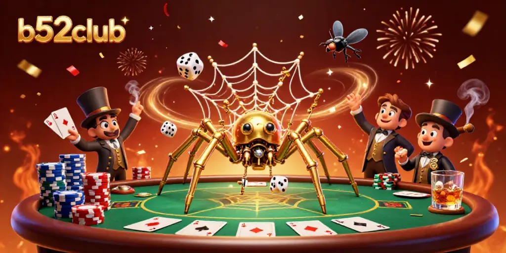 Experience thrilling gameplay at b52club with a lively steampunk scene featuring poker elements and vibrant details.