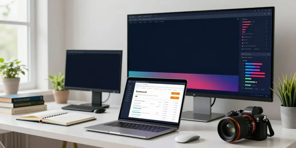 Digital marketing workspace focused on instant indexing analysis and strategies