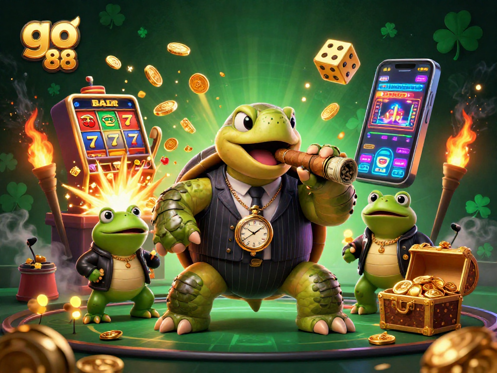 Experience the excitement of go 88 with a massive slot machine jackpot amidst vibrant 3D characters.